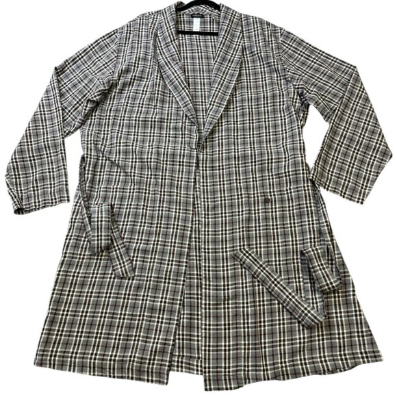 Hanro Switzerland Men's Flannel Checked Robe Cotton Cozy Comfort Size XXL - Picture 5 of 12